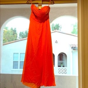 A-line strapless floor length Chiffon dress